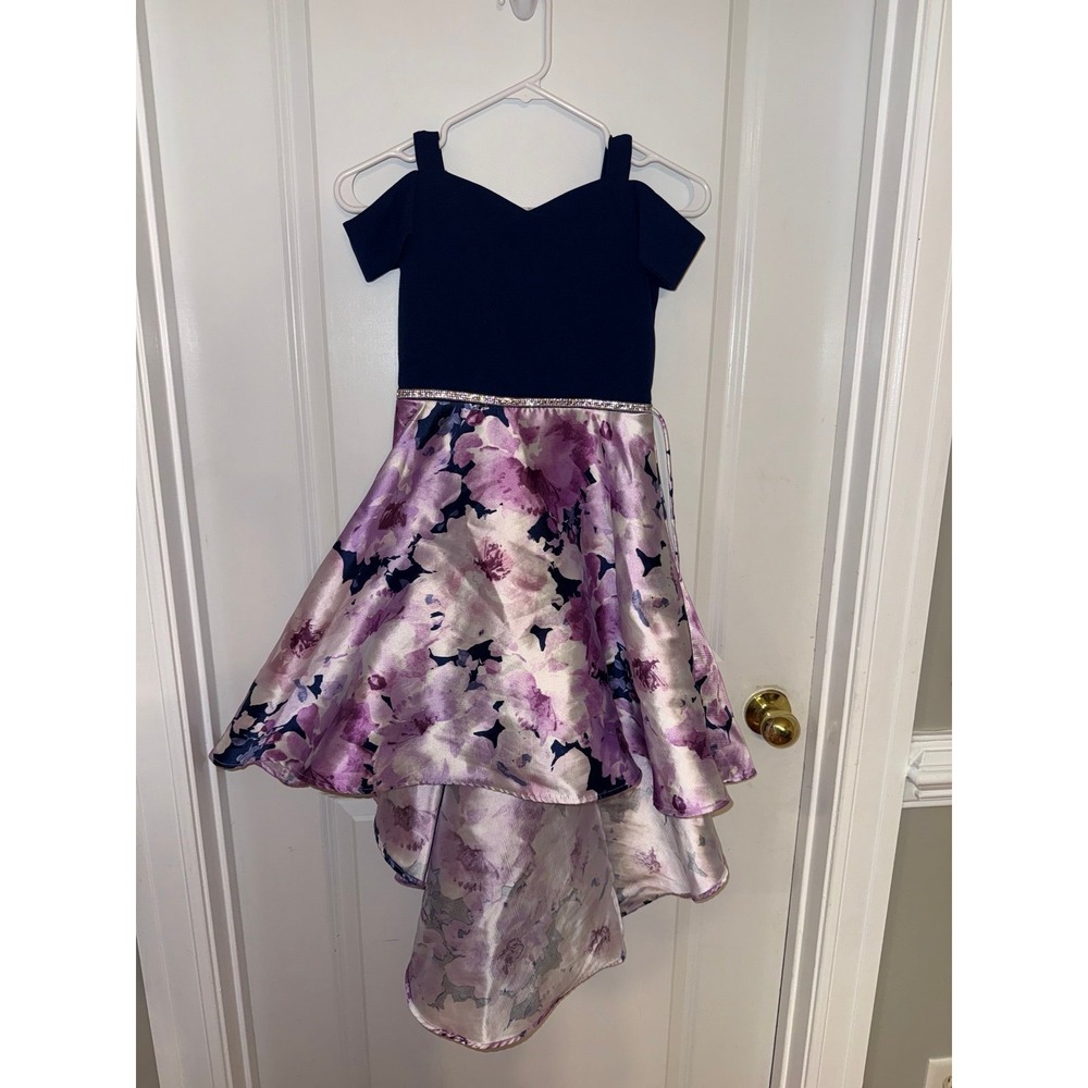Speechless Kids High/Low Dress Purple and Floral Size 12